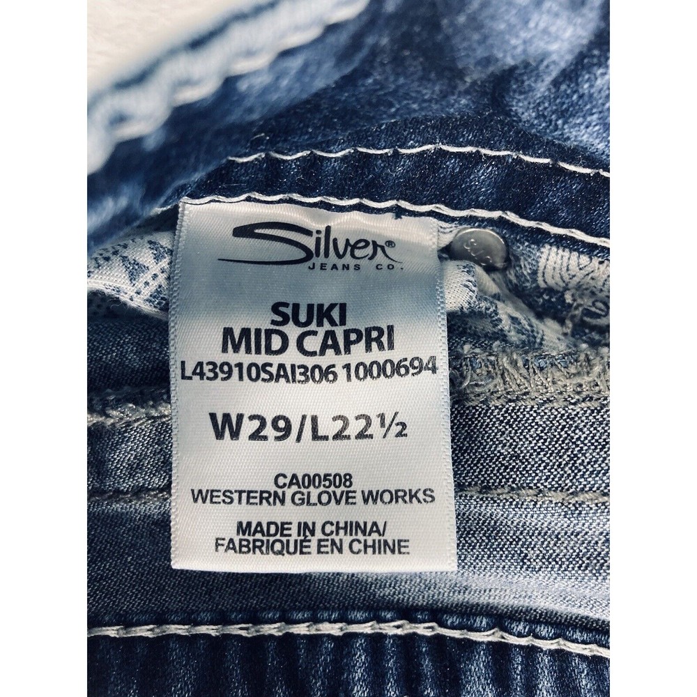 Silver Suki Capri Jeans Mid Rise Cropped Womens Size 29x22.5 - Picture 15 of 16